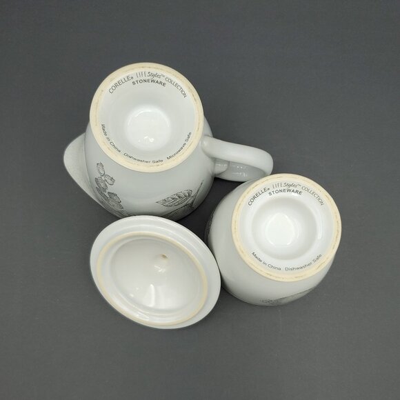 Corelle Antique Linen Creamer Sugar Bowl Corelle Lifestyles Collection Stoneware - Picture 3 of 6